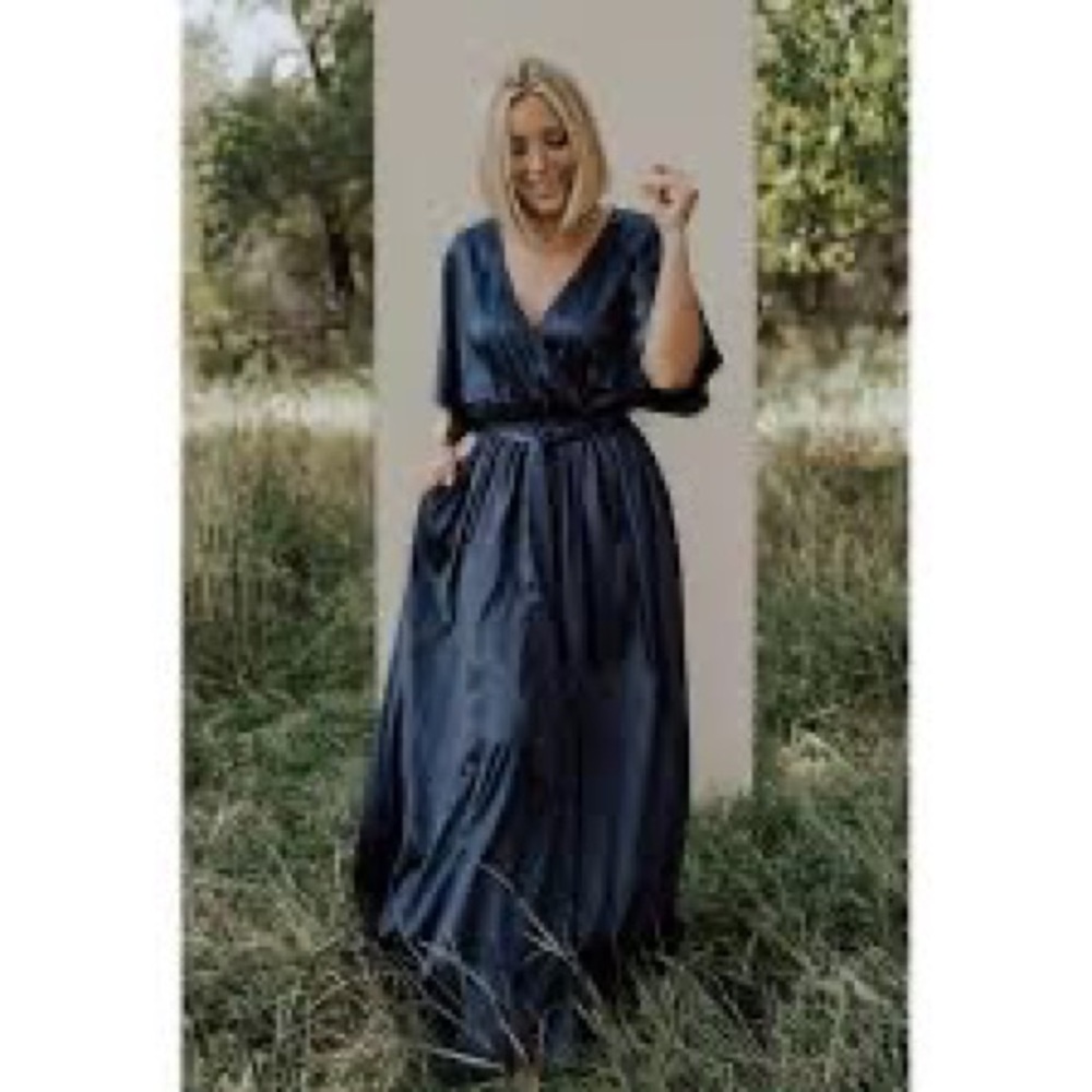 Baltic Born Savannah Print Navy Kimono Maxi Dress Small